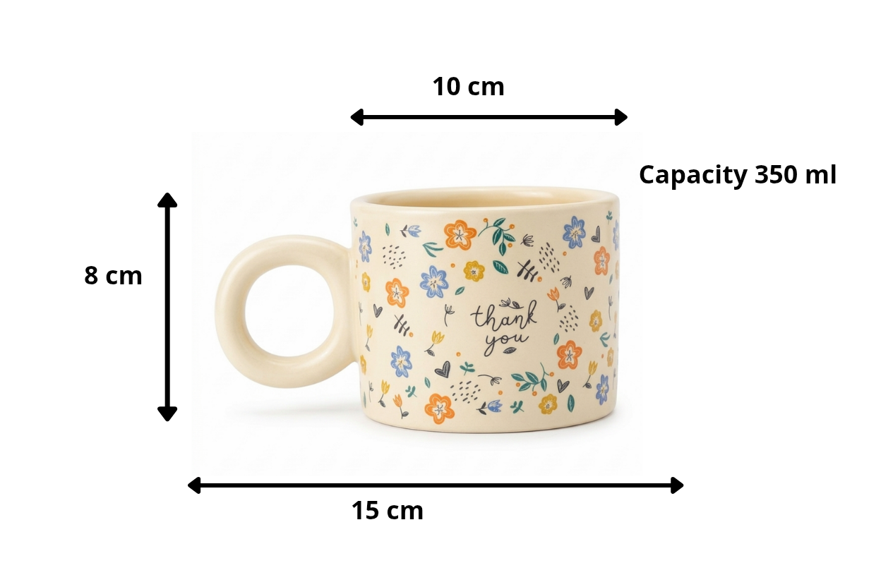 Cute Porcelain Mug Thank You Cream