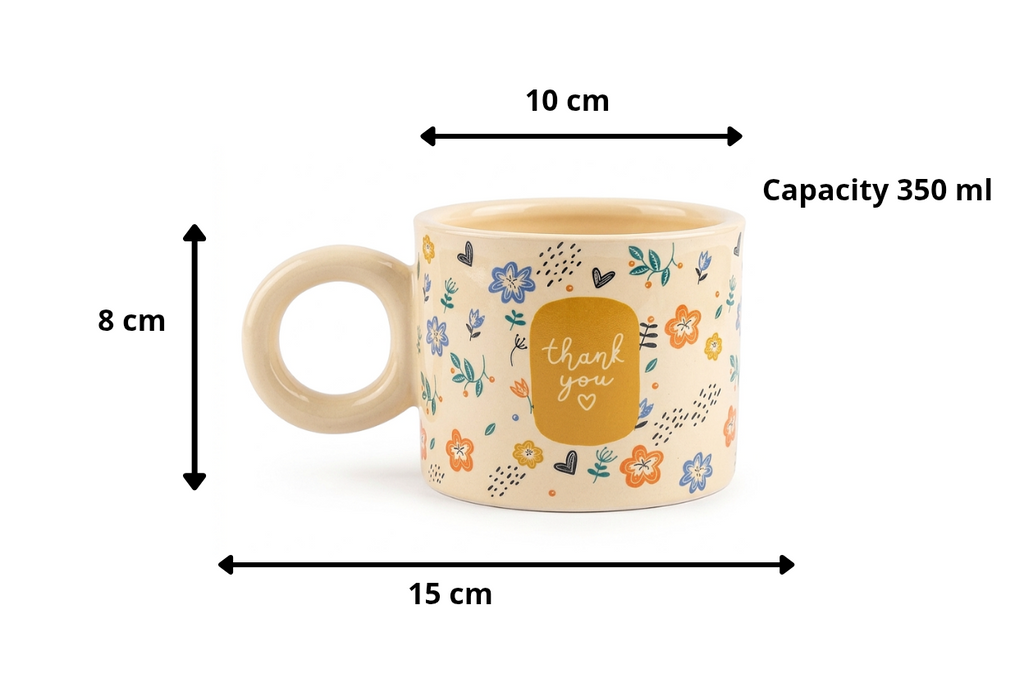 Cute Porcelain Mug Thank You Floral