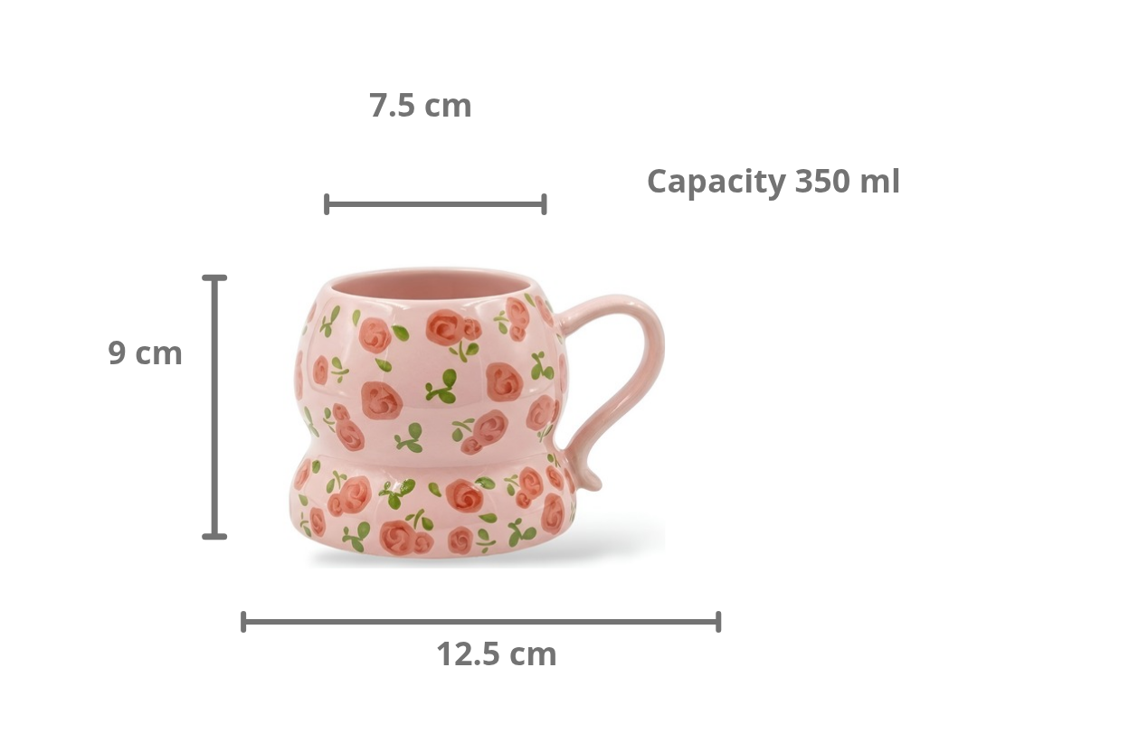 Cute Porcelain Mug Rose Scatter Pink