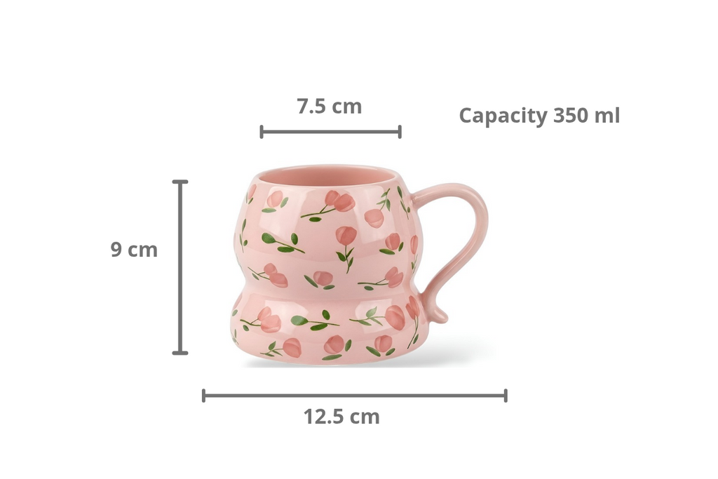Cute Porcelain Mug Tulip Scatter Pink
