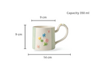 Cute Porcelain Mug 3D Flowers Green