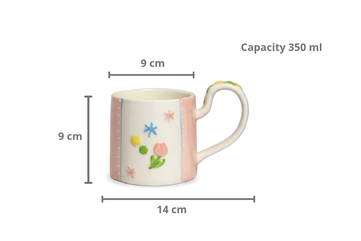 Cute Porcelain Mug 3D Flowers Pink