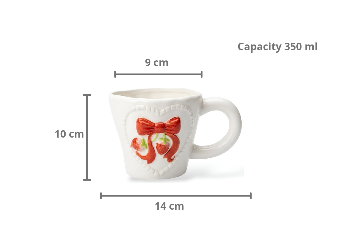 Cute Porcelain Mug 3D Strawberry Red