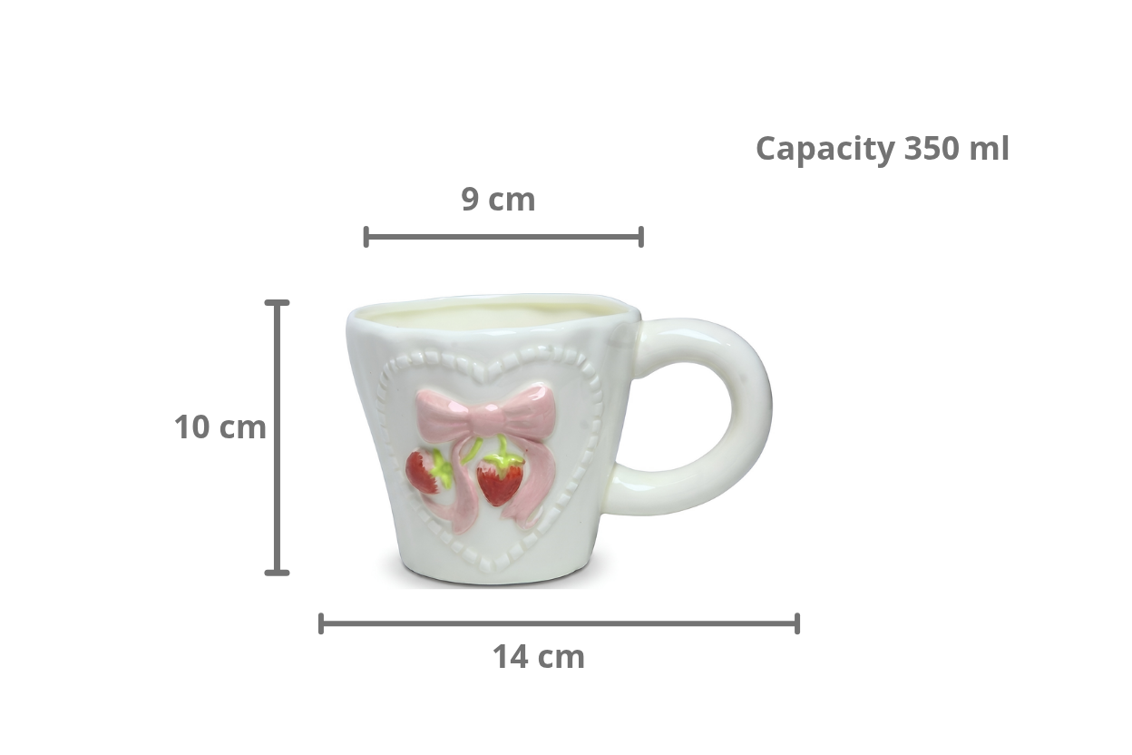 Cute Porcelain Mug 3D Strawberry Pink