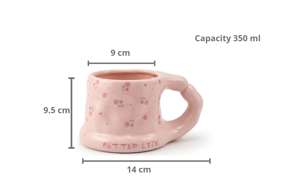 Cute Porcelain Mug Pink Rose Bear