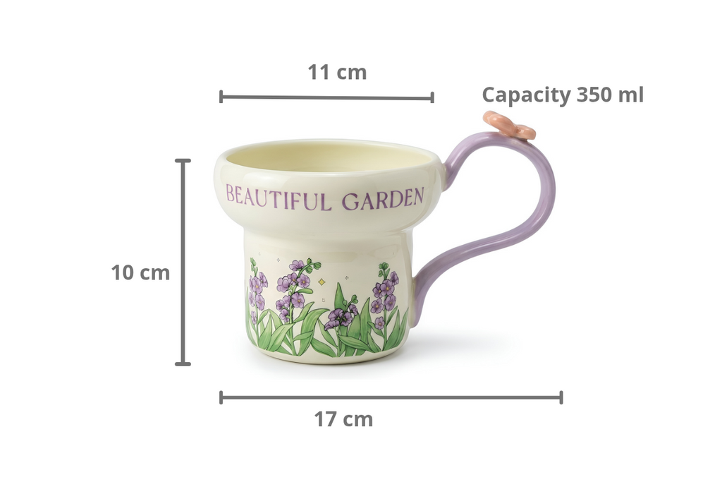 Cute Porcelain Mug Lavender Purple Butterfly