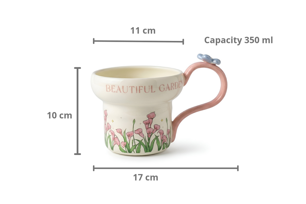 Cute Porcelain Mug Calla Lily Butterfly