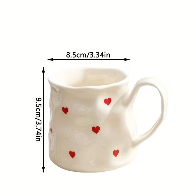 Cute Porcelain Mug Mini Red Hearts
