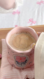 Cute Porcelain Mug Handmade Floral Pink