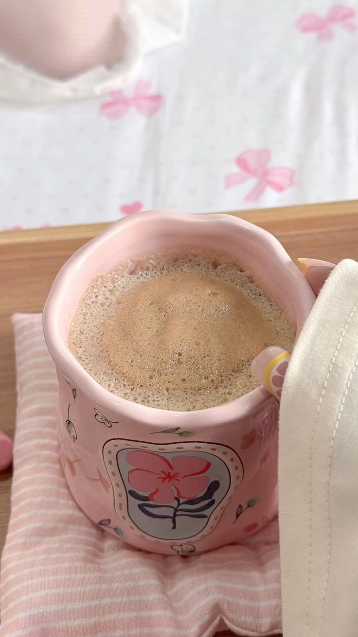 Cute Porcelain Mug Handmade Floral Pink