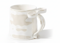 Porcelain Mug with Bow Handle – White Marble | ماج بورسيلين بمقبض فيونكة – مرمر أبيض