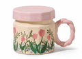 Porcelain Mug with Lid – Pink Tulip Gentle & Warm | ماج بورسيلين بغطاء – توليب وردي دافئ ولطيف