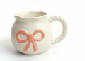 Porcelain Mug – Pink Bow Ribbon White Rounded | ماج بورسيلين – فيونكة وردية أبيض مستدير