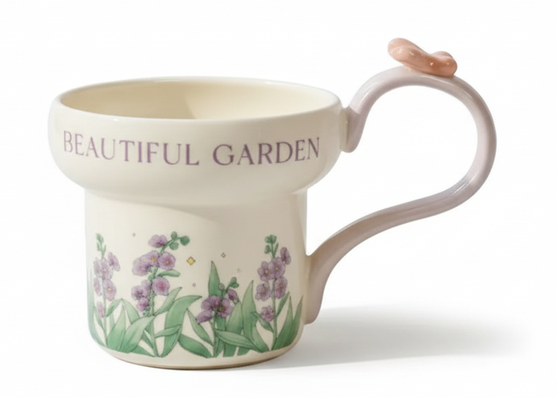 Porcelain Mug – Beautiful Garden Lavender Purple | ماج بورسيلين – حديقة جميلة لافندر بنفسجي