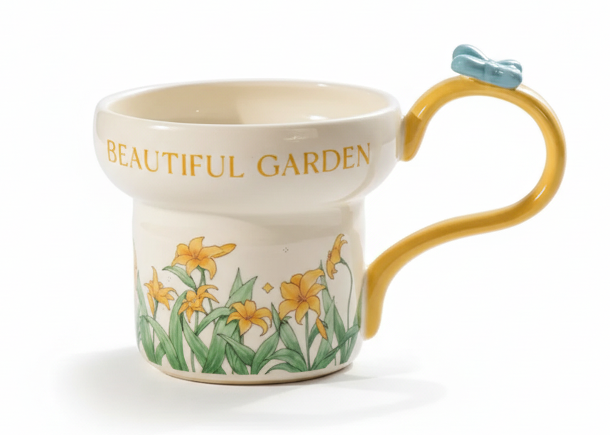 Porcelain Mug – Beautiful Garden Daffodil Yellow | ماج بورسيلين – حديقة جميلة نرجس أصفر