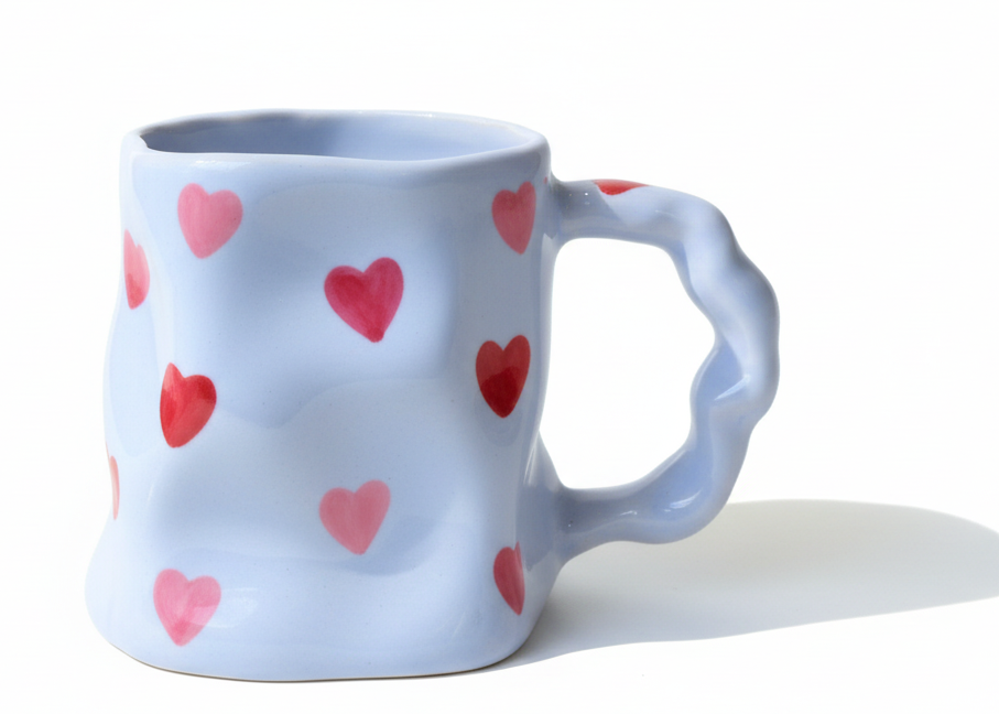 Porcelain Mug with Spoon – Hello Boy Illustration Teal | ماج بورسيلين مع ملعقة – رسم Hello صبي تيل