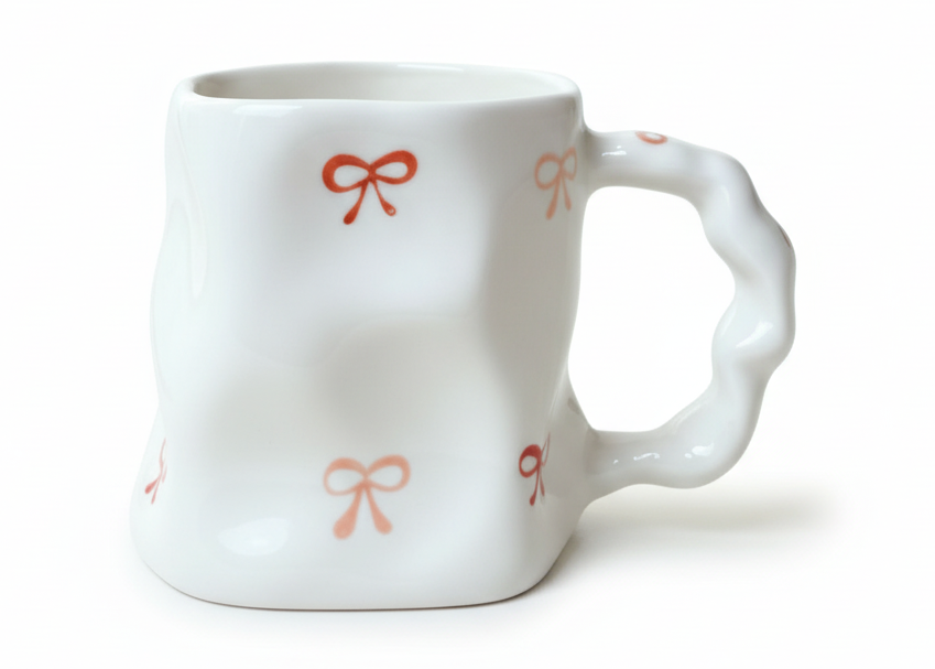 Porcelain Mug – Lovely Cat with Food Yellow | ماج بورسيلين – قطة لطيفة مع طعام أصفر