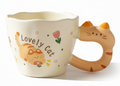 Porcelain Mug – Lovely Cat Tulip Garden Pink | ماج بورسيلين – قطة لطيفة حديقة توليب وردية