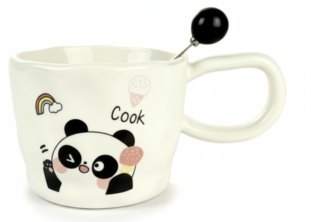 Porcelain Mug with Spoon – Girl Key Heart Dark | ماج بورسيلين مع ملعقة – فتاة مفتاح قلب داكن