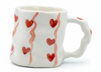 Cute Porcelain Mug Hearts Wavy Ribbons