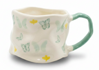 Cute Porcelain Mug Teal Butterflies Yellow