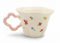 Cute Porcelain Mug Wildflowers Cream Pink