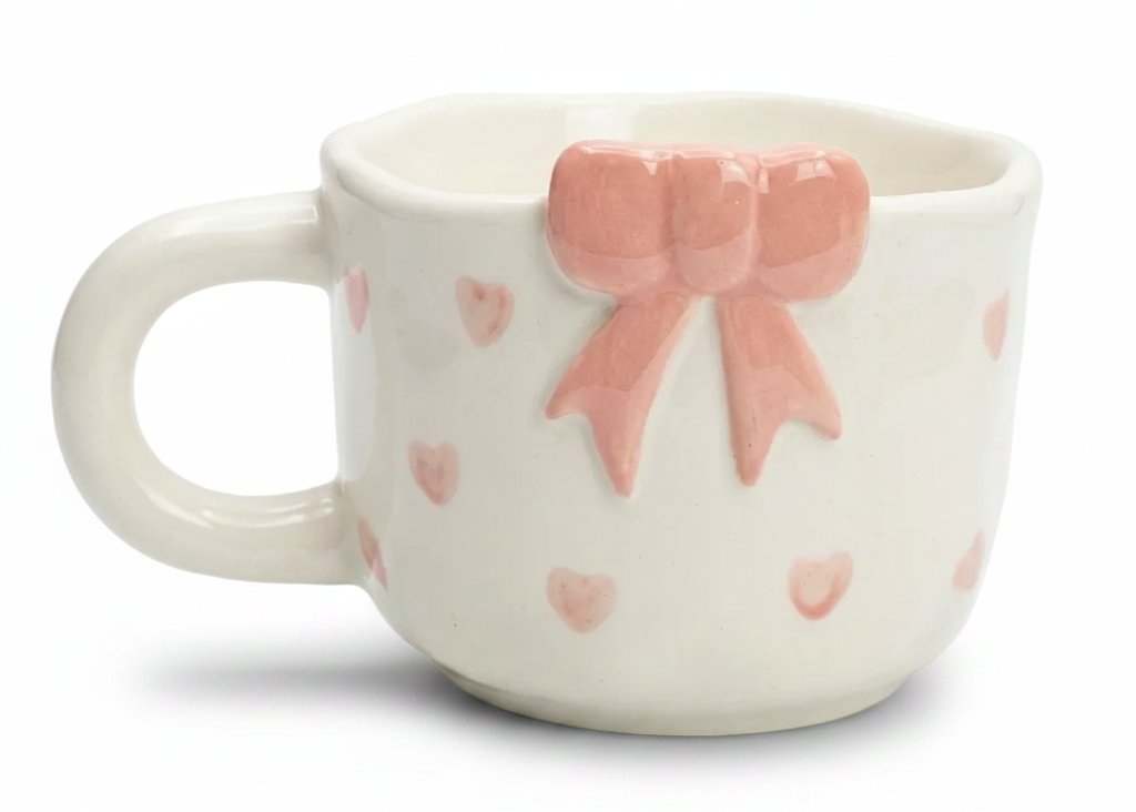 Cute Porcelain Mug 3D Pink Bow