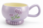 Cute Porcelain Mug Gingham Tulip Lavender