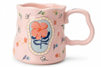 Cute Porcelain Mug Handmade Floral Pink
