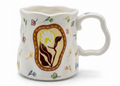Cute Porcelain Mug Handmade Daisy Cream