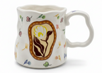 Cute Porcelain Mug Handmade Daisy Cream