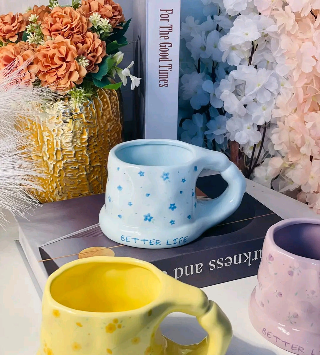 Cute Porcelain Mug Blue Forget-Me-Not