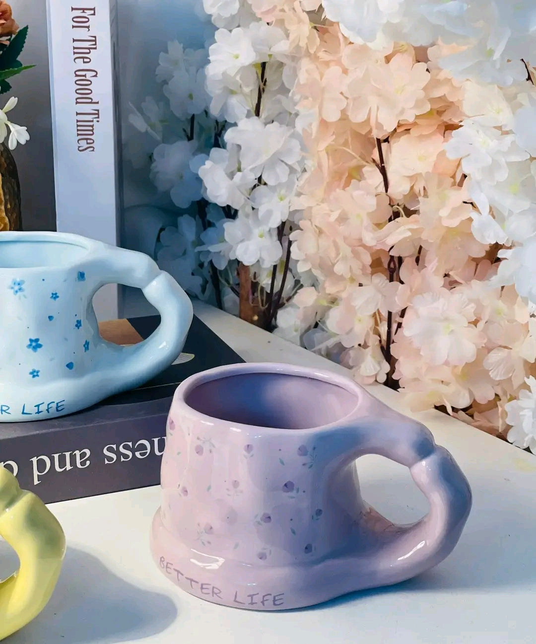 Cute Porcelain Mug Lilac Purple Flower