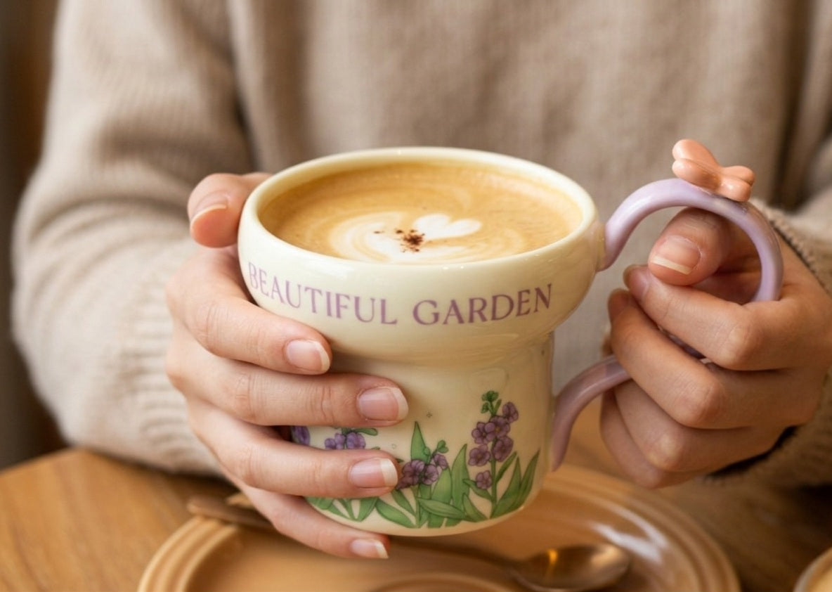 Cute Porcelain Mug Lavender Purple Butterfly