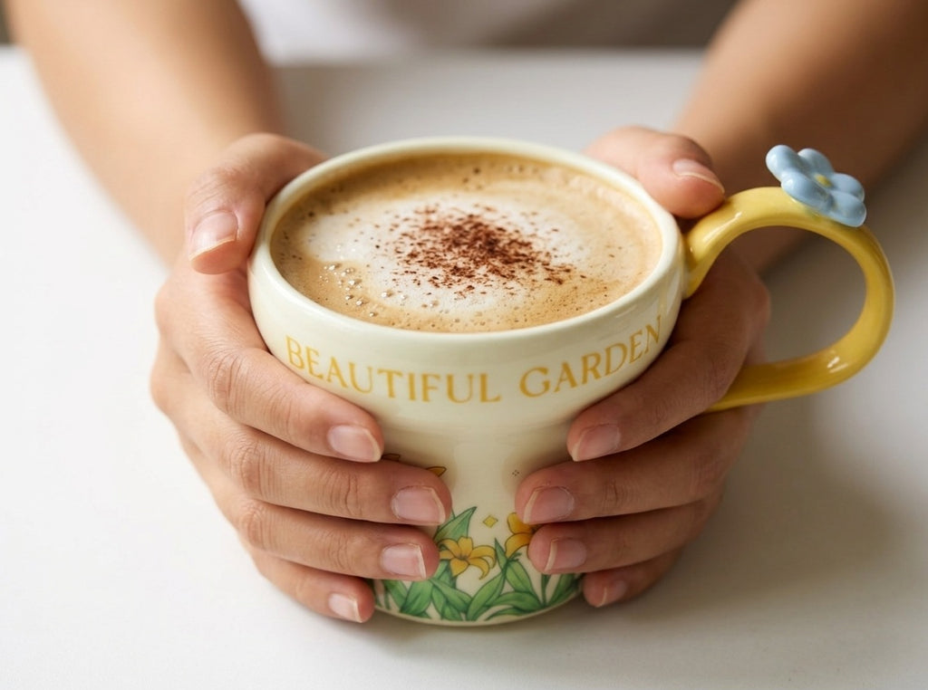 Cute Porcelain Mug Yellow Lily Butterfly