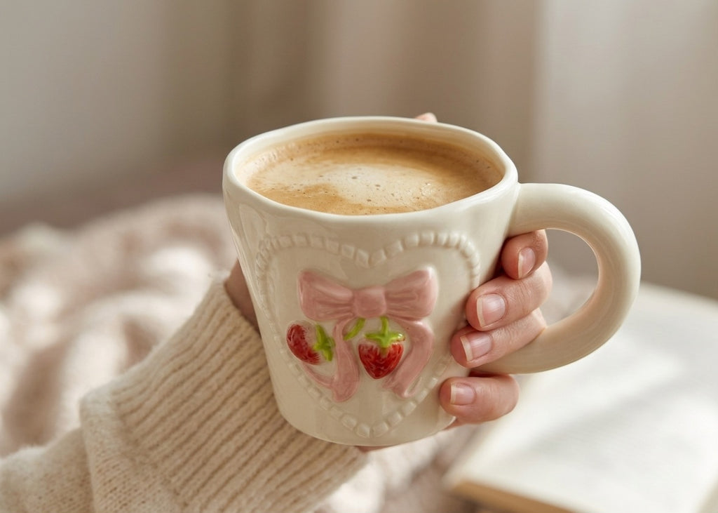 Cute Porcelain Mug 3D Strawberry Pink