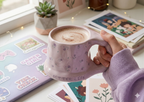 Cute Porcelain Mug Lilac Purple Flower
