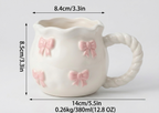 Elegant Cream Scalloped Porcelain Mug & Saucer Set