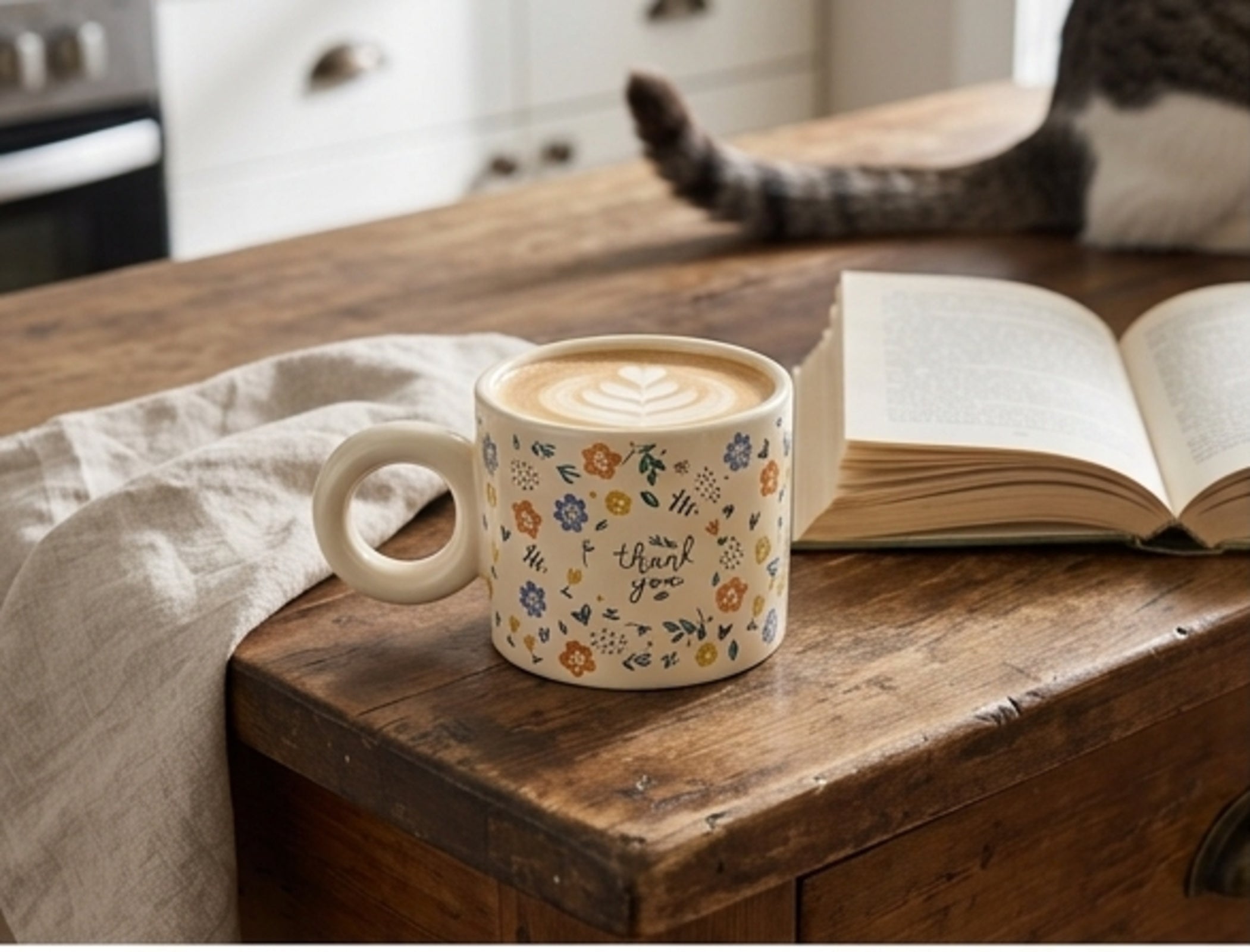 Cute Porcelain Mug Thank You Cream