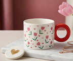 Cute Porcelain Mug Tulip Hearts Red
