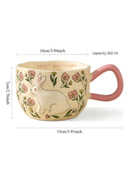 Cute Porcelain Mug Rabbit Flowers Pink