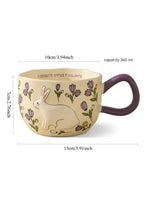 Cute Porcelain Mug Rabbit Flowers Purple