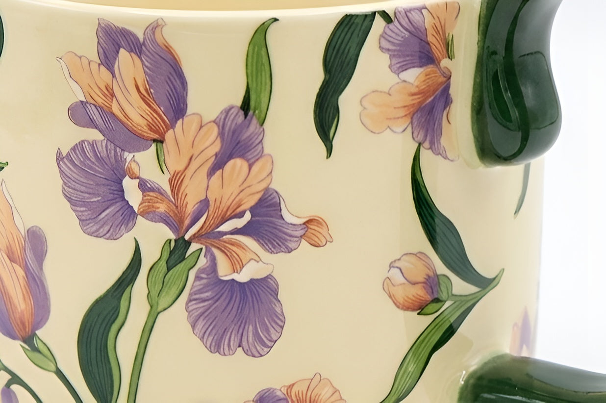 Cute Porcelain Mug Iris Floral Cream