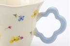 Cute Porcelain Mug Wildflowers Cream Blue