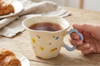 Cute Porcelain Mug Wildflowers Cream Blue