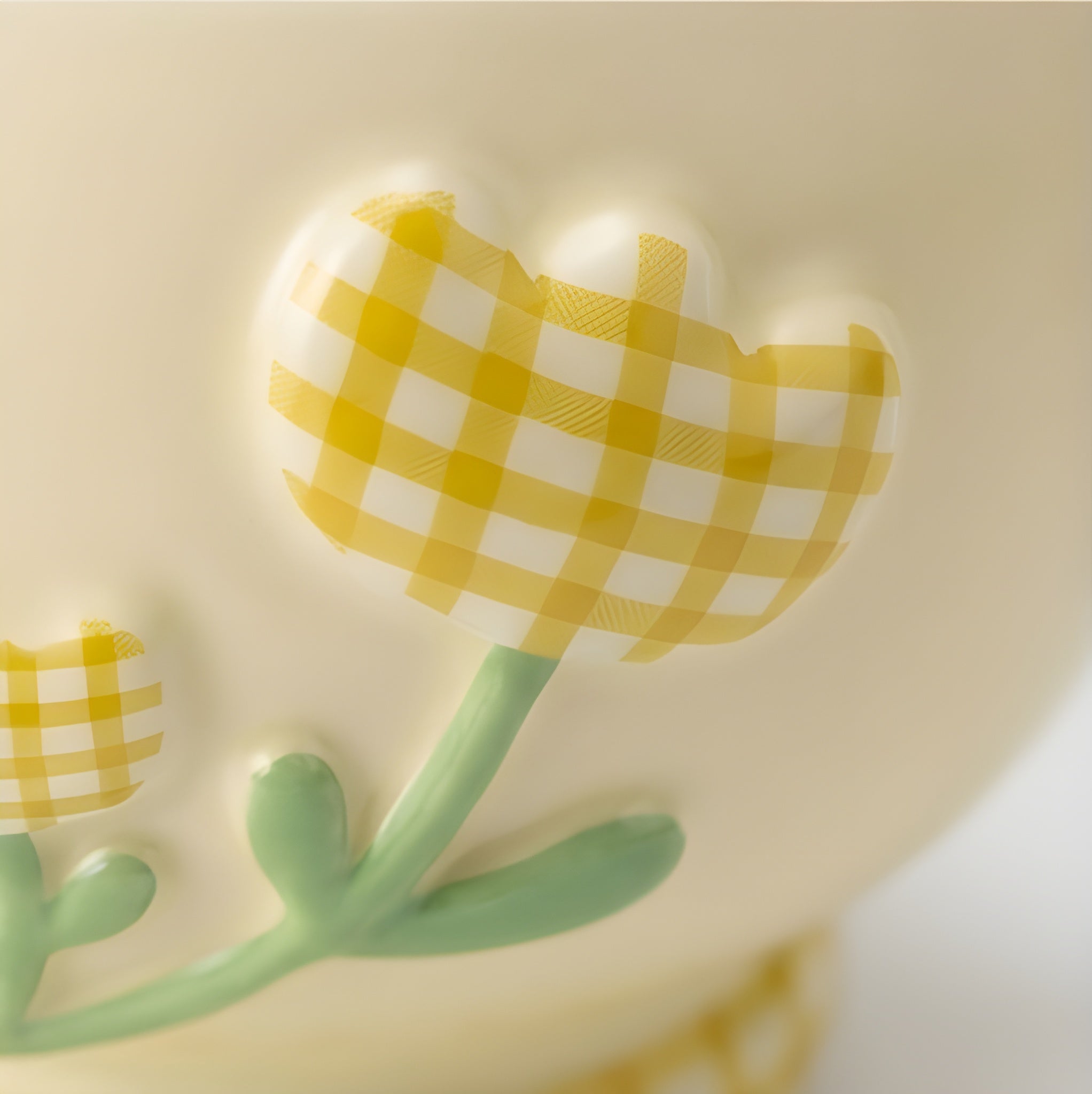 Cute Porcelain Mug Gingham Tulip Yellow