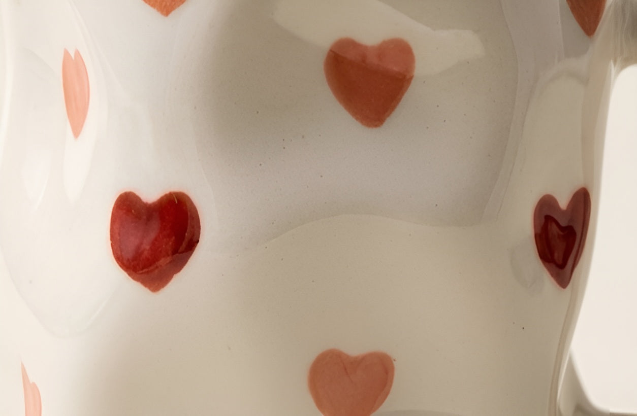 Cute Porcelain Mug Pink Red Hearts