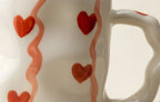 Cute Porcelain Mug Hearts Wavy Ribbons