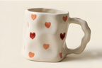 Cute Porcelain Mug Pink Red Hearts