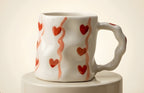 Cute Porcelain Mug Hearts Wavy Ribbons